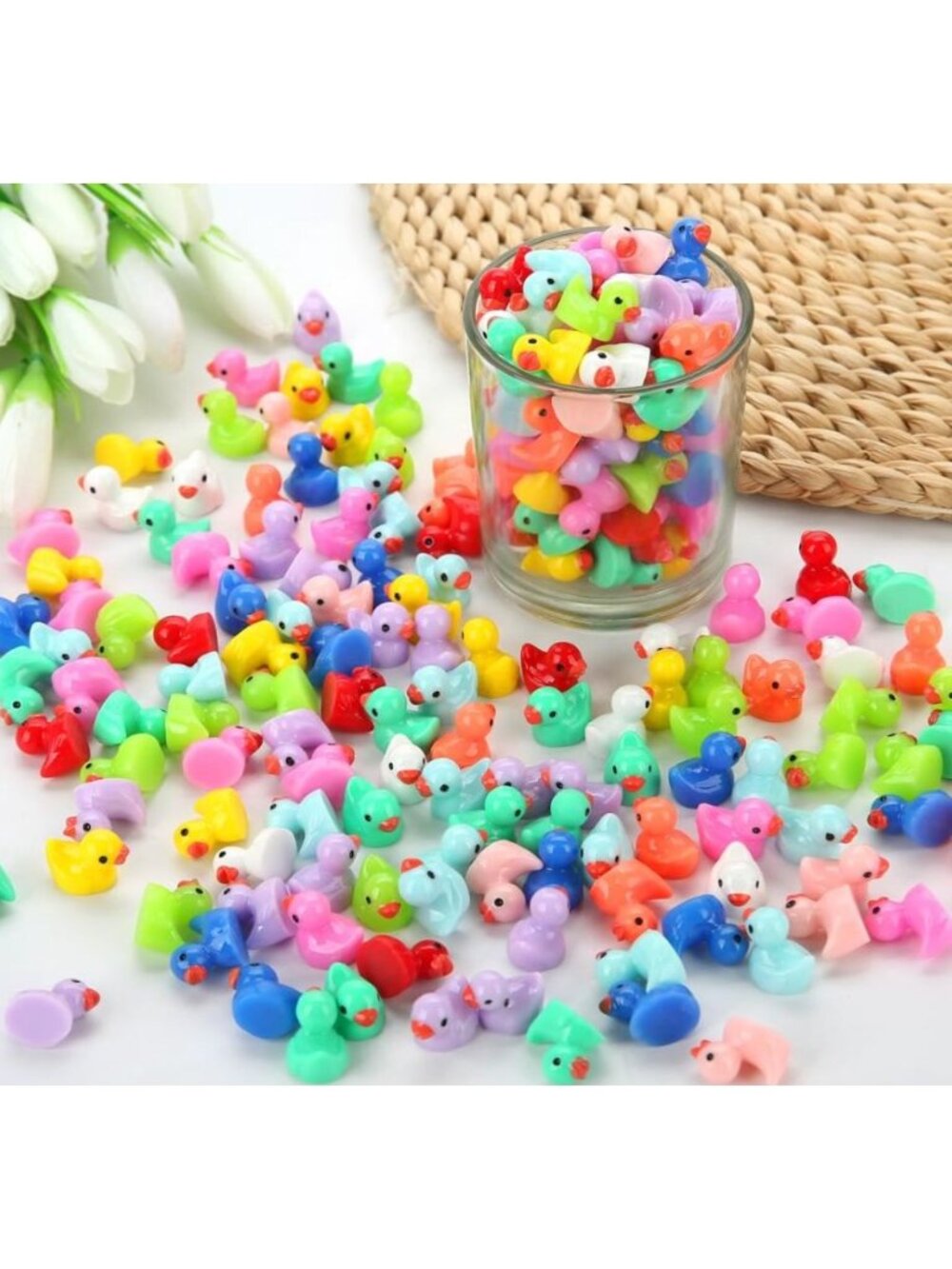 240pcs Mini Ducks, Tiny Colorful Resin Ducks Bulk Pack For Crafts Decorations &